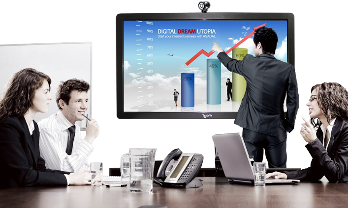LED Interactive Smart Board being used in a meeting room.