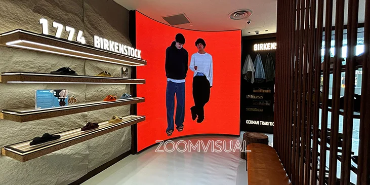 Birkenstock at Resort World Sentosa using Zoom Visual's Indoor LED Curve Screen