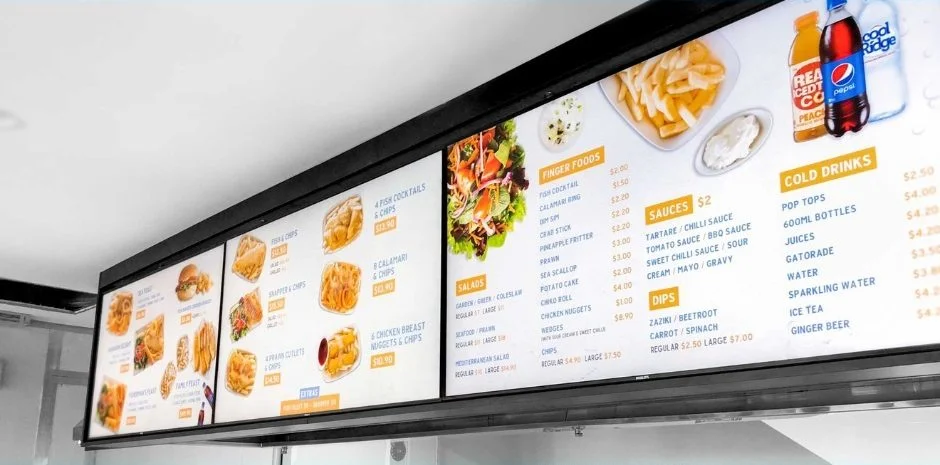 A LED Digital Menu used in a fast food restaurant
