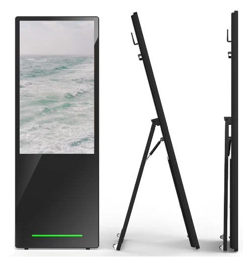 Front and side view of the Rechargeable Standing Mobile Kiosk