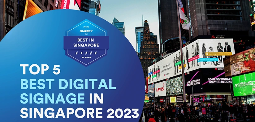 SureClean's badge stating we are the top 5 digital signage solutions in Singapore 2023.