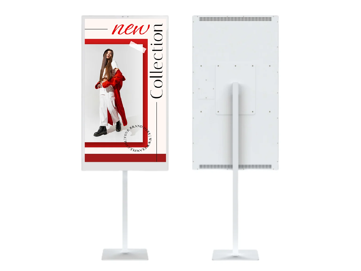 Front and back view of a Floor Standing Digital Signage