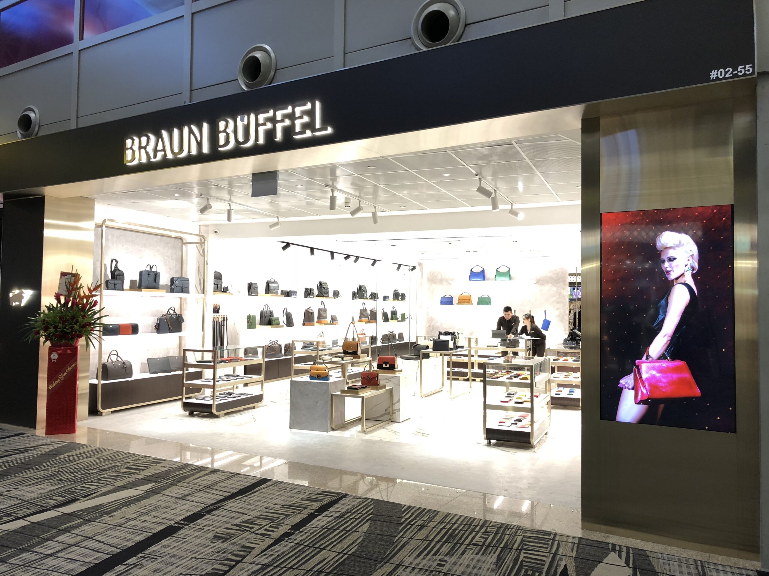 65 Inch LED Display Screen at Braun Buffel at Terminal 2 Changi Airport