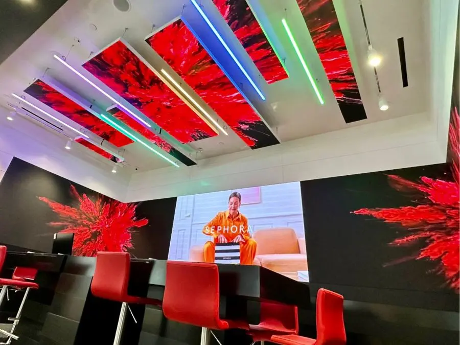 Sephora using Ceiling LED Display in their office.
