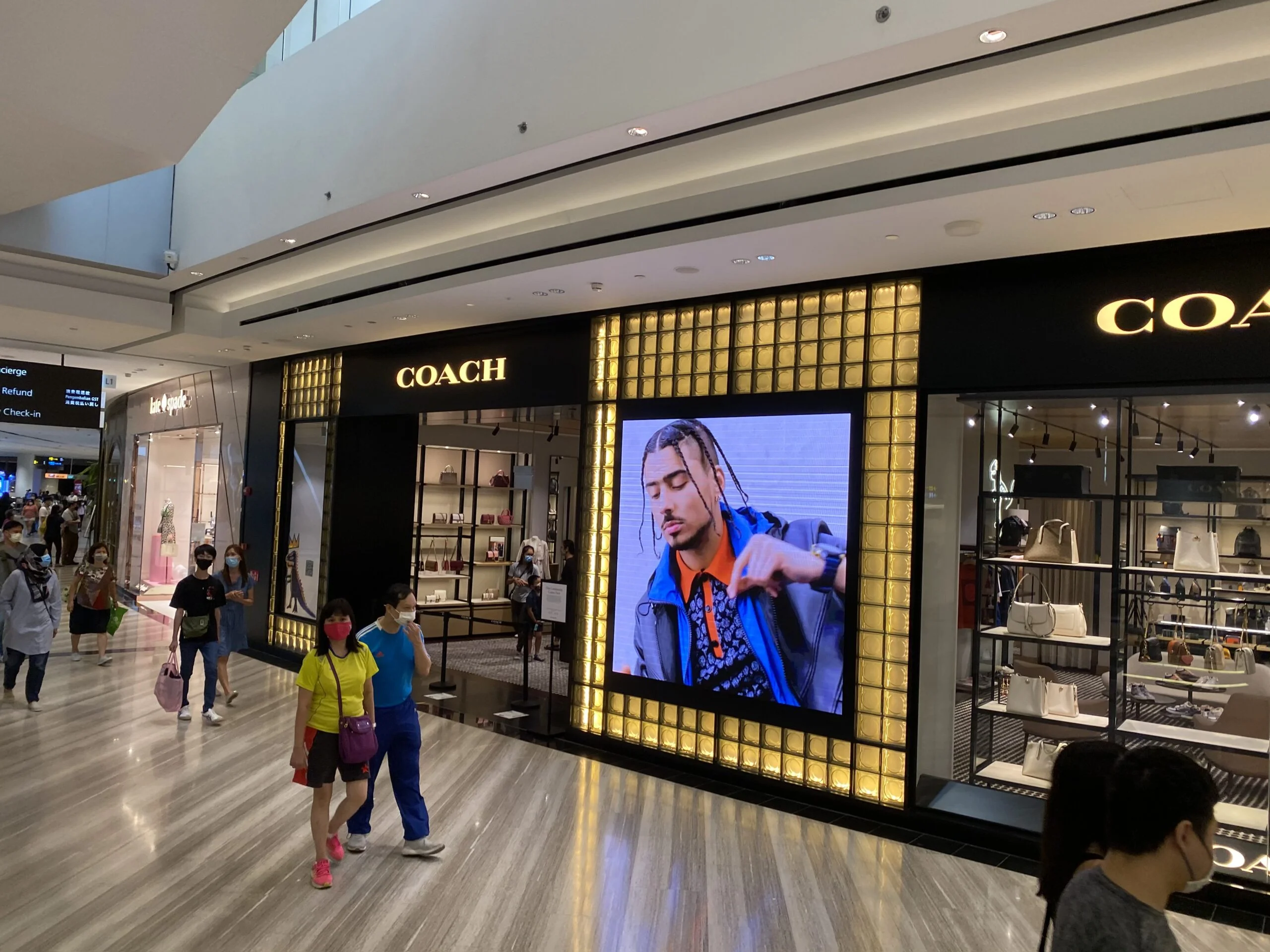 Indoor LED Screen being used at the entrance of Coach at Jewel