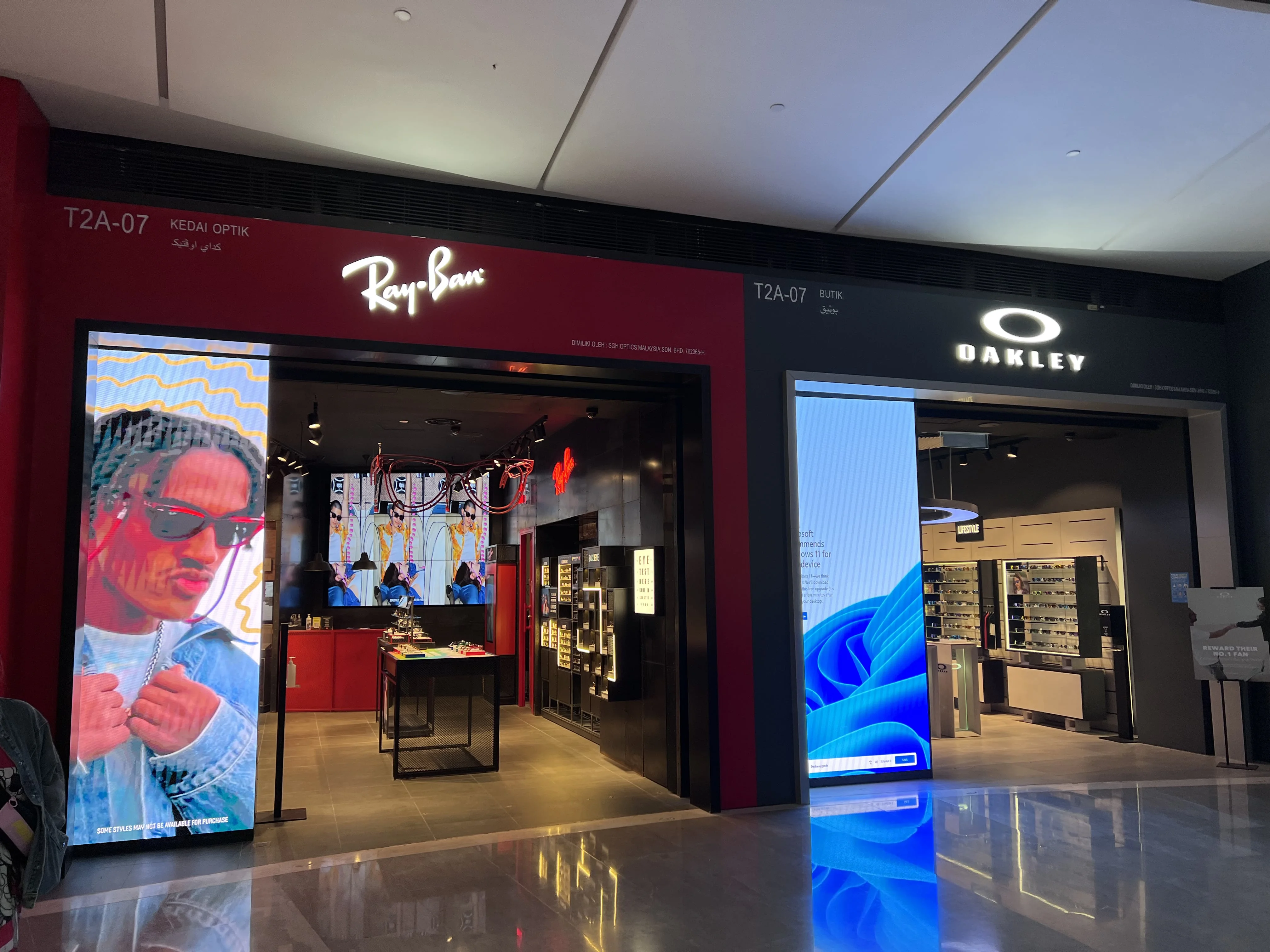 Indoor LED Screen being used at both Raybans and Oakley at Genting Highlands.