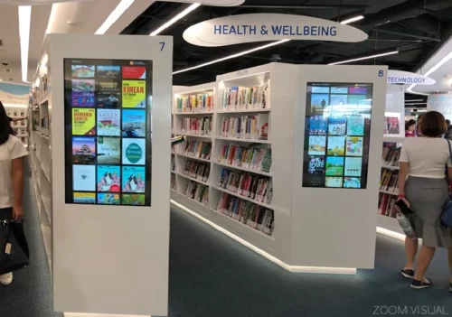 National Library using Zoom Visual's 55 inch LED Digital Signage.