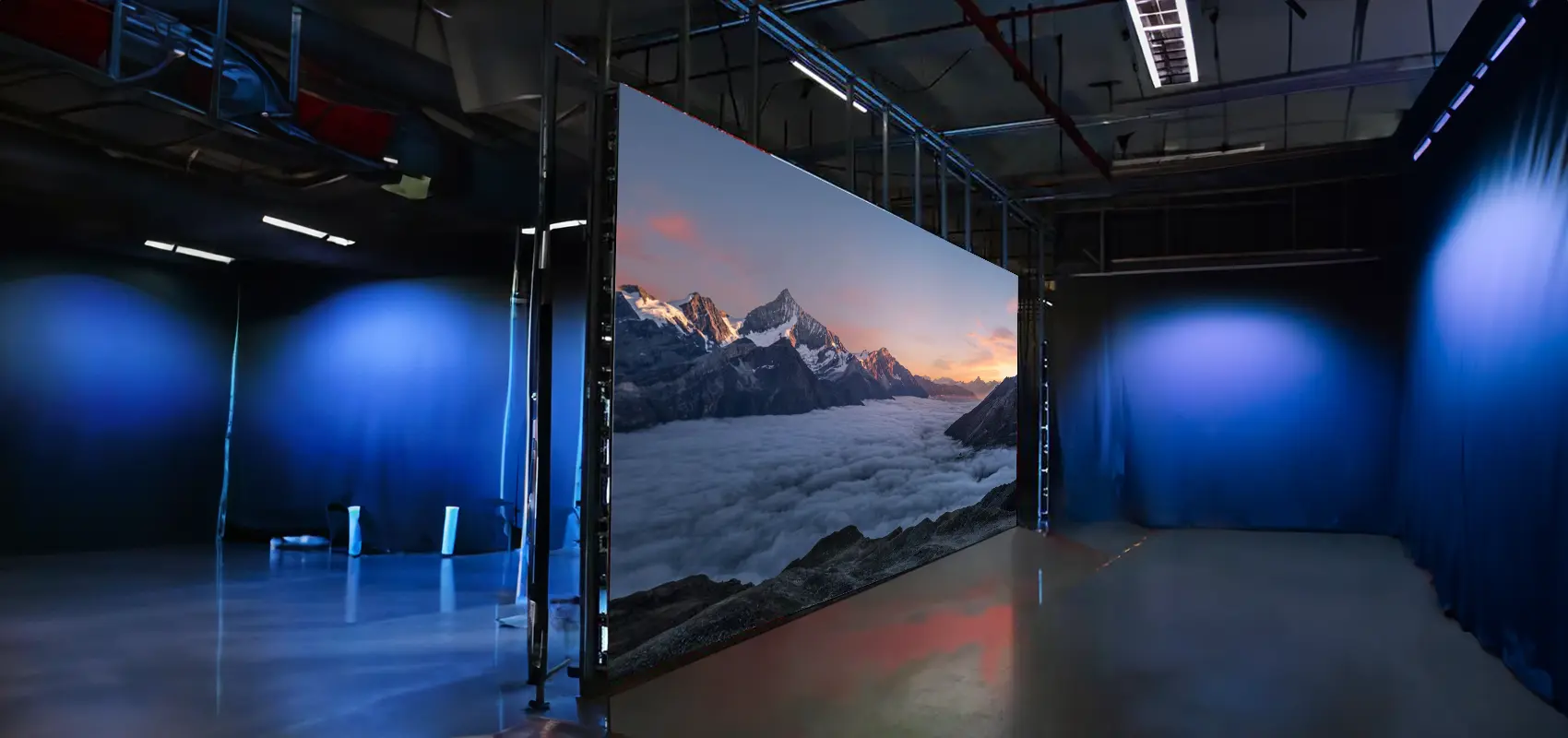 LED Video Wall showing a mountain scenery.