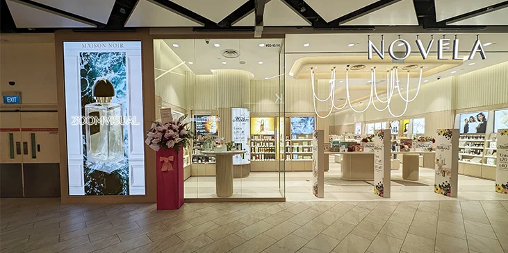 NOVELA using Zoom Visual Indoor LED Screen to advertise their perfumes.