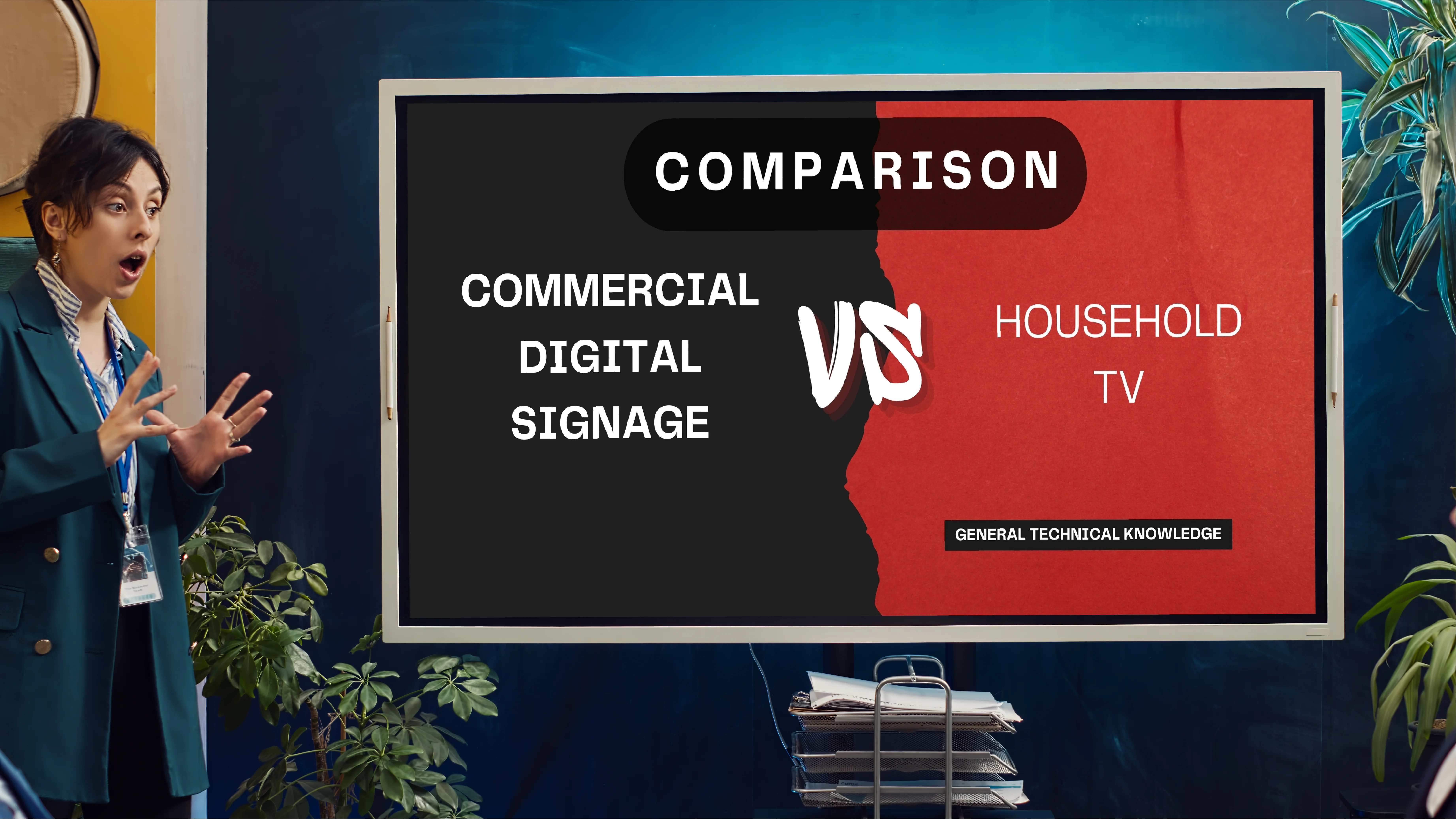 A lady being shock at a Digital Signage