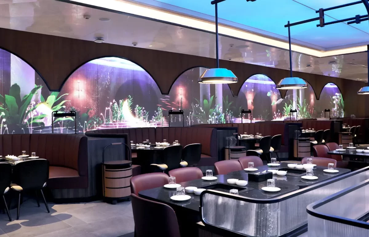 LED Display Screen used as a backdrop at a Restaurant