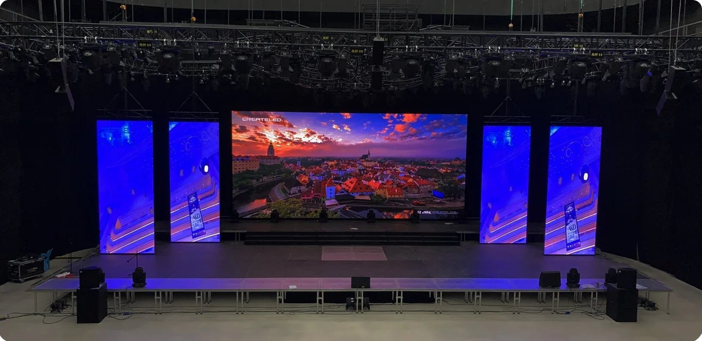 Indoor LED Screen setup on a stage.