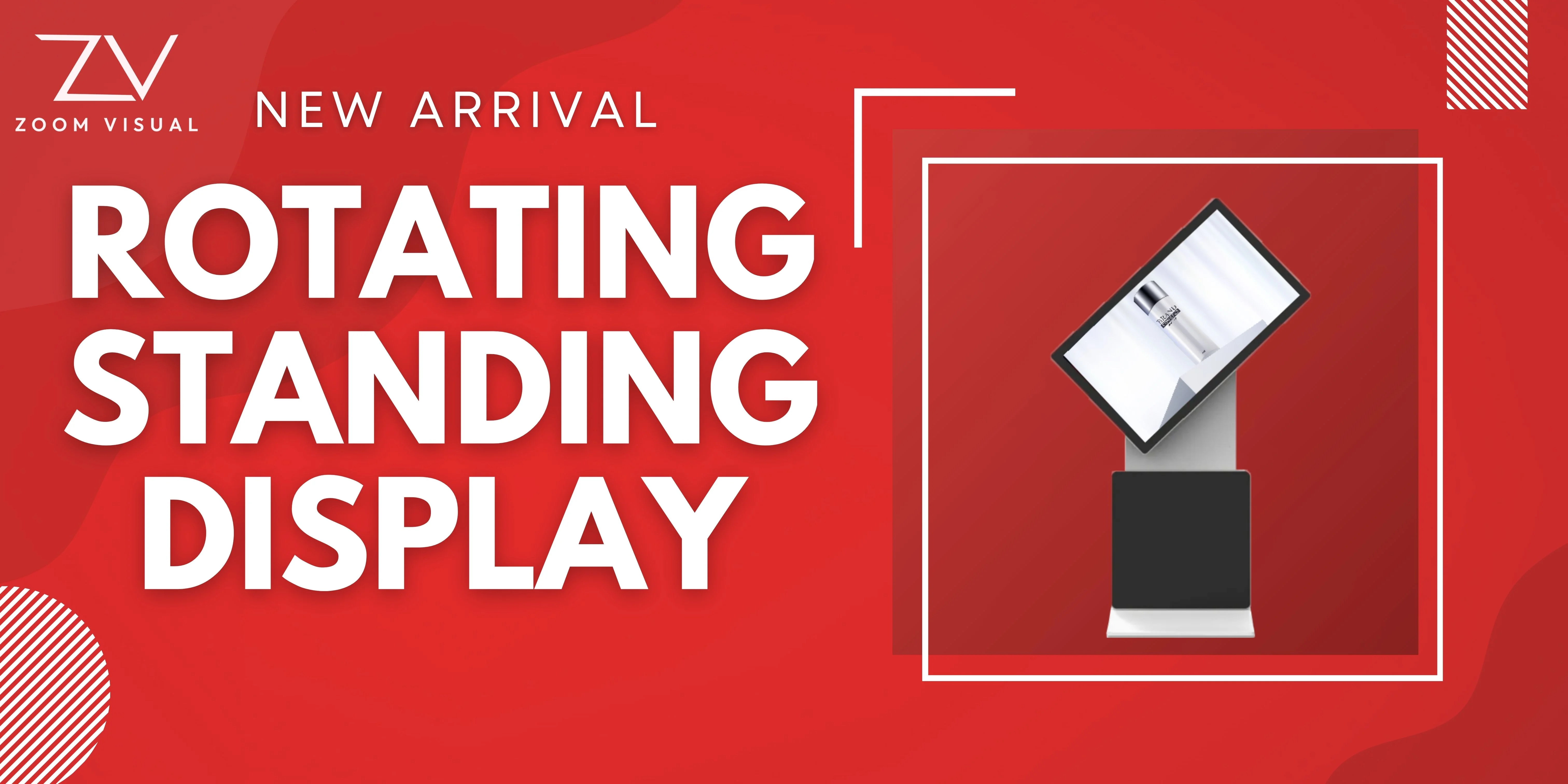 A Rotating Standing Display demonstrating its capability to rotate the screen for optimal content display.