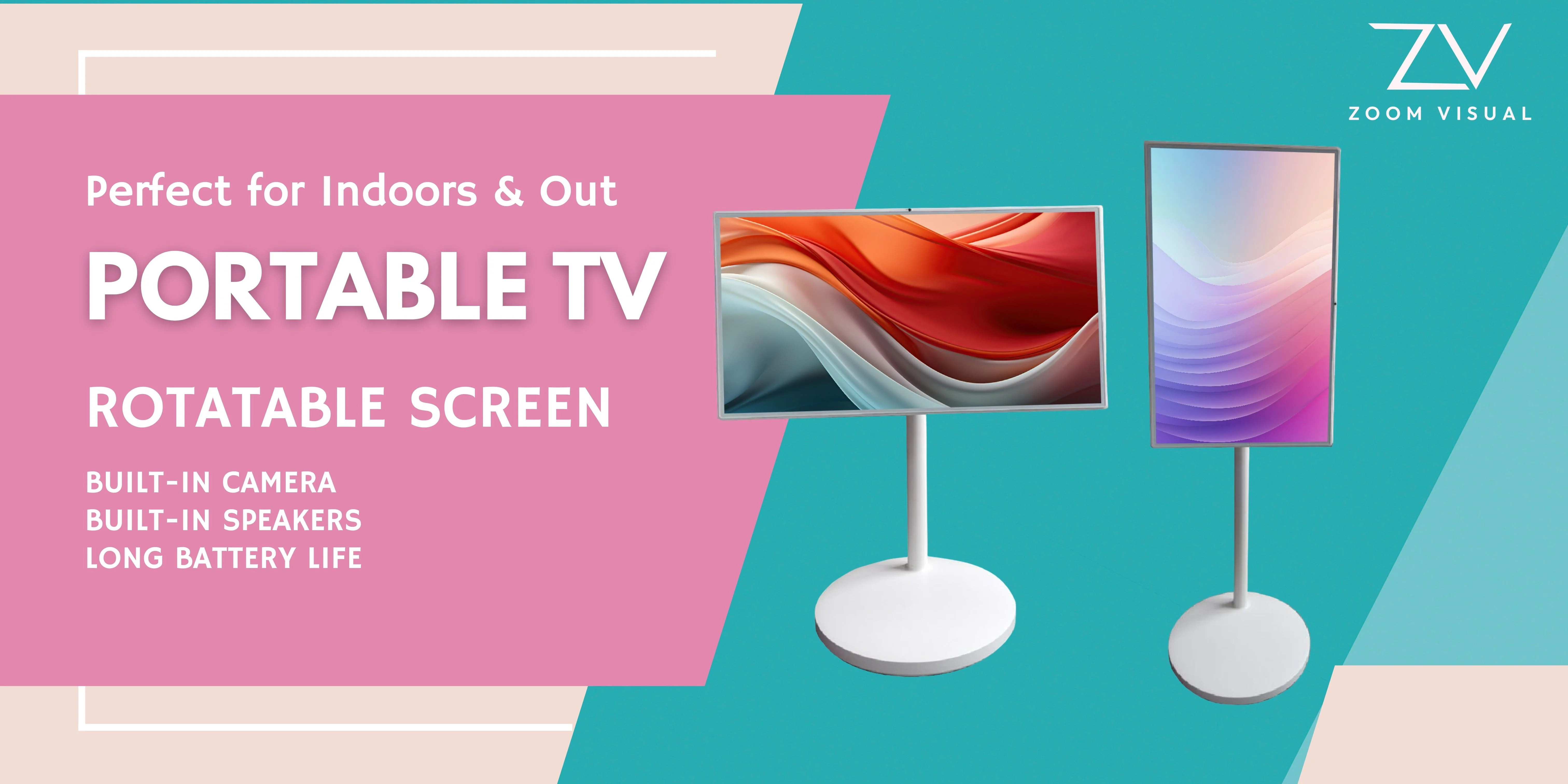 Portable TV showing Horizontal and Vertical Orientation