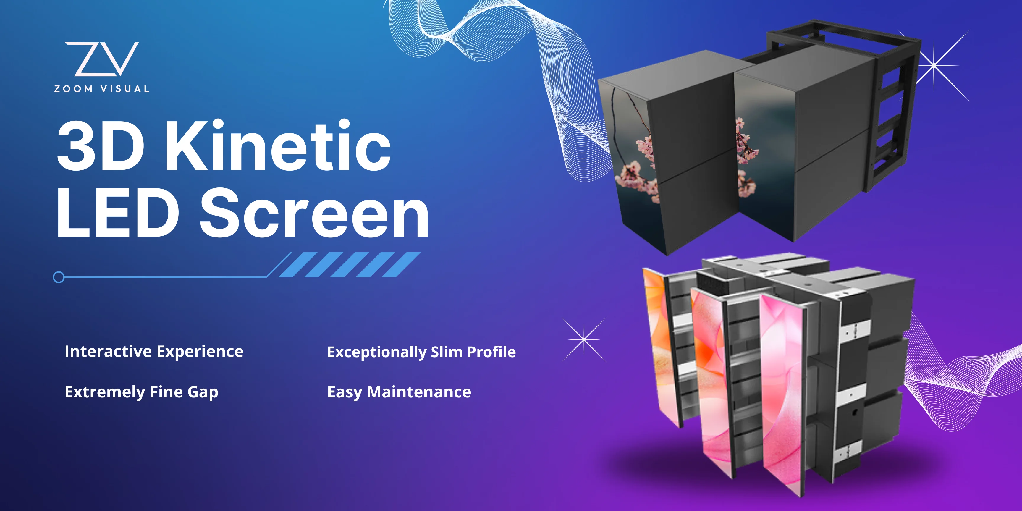 3D Kinetic LED Screen showing how the LED Screen looks like during movement.